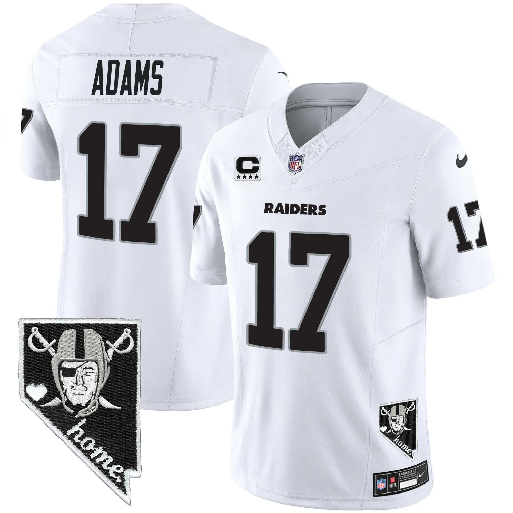 Men Oakland Raiders 17 Adams White 2024 Nike Nevada Home Patch Vapor NFL Jersey